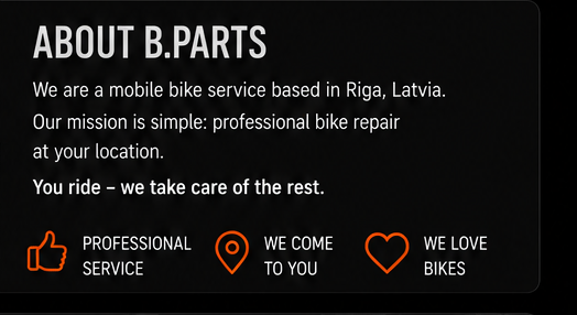 О компании B.PARTS — велосервис с выездом в Риге